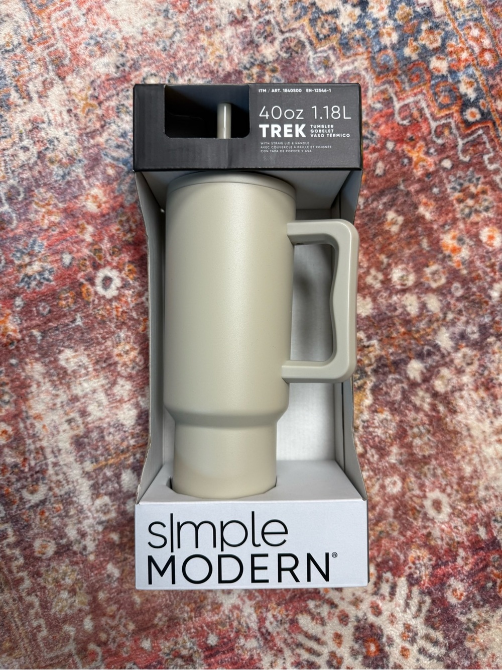Simple Modern Trek 40oz Tumbler Almond Birch With Handle Straw Lid New In Box